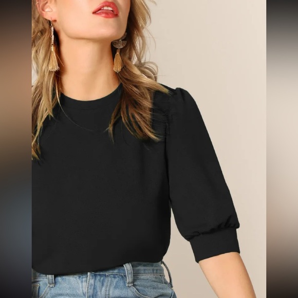 Privé Puff Sleeve Solid Blouse - Picture 3 of 5